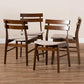 Devlin Mid-Century Modern Transitional Light Beige Fabric Upholstered and Walnut Brown Finished Wood 4-Piece Dining Chair Set FredCo