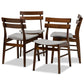 Devlin Mid-Century Modern Transitional Light Grey Fabric Upholstered and Walnut Brown Finished Wood 4-Piece Dining Chair Set FredCo