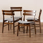 Devlin Mid-Century Modern Transitional Light Grey Fabric Upholstered and Walnut Brown Finished Wood 4-Piece Dining Chair Set FredCo