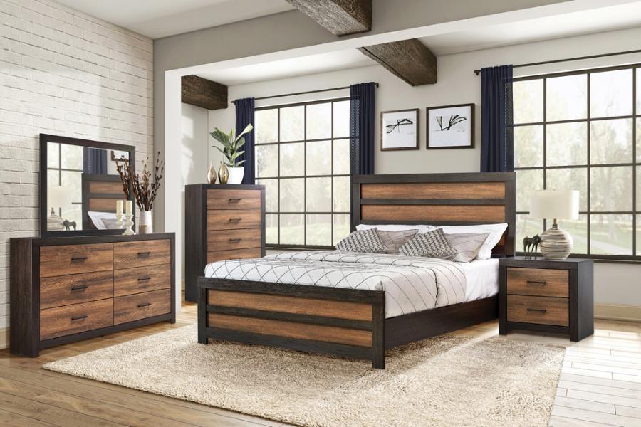 Dewcrest 4-piece Eastern King Panel Bedroom Set Caramel and Licorice Coaster FredCo