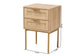 Dewitt Japandi Light Brown Finished Wood and Gold Metal 2-Drawer End Table FredCo