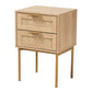 Dewitt Japandi Light Brown Finished Wood and Gold Metal 2-Drawer End Table FredCo