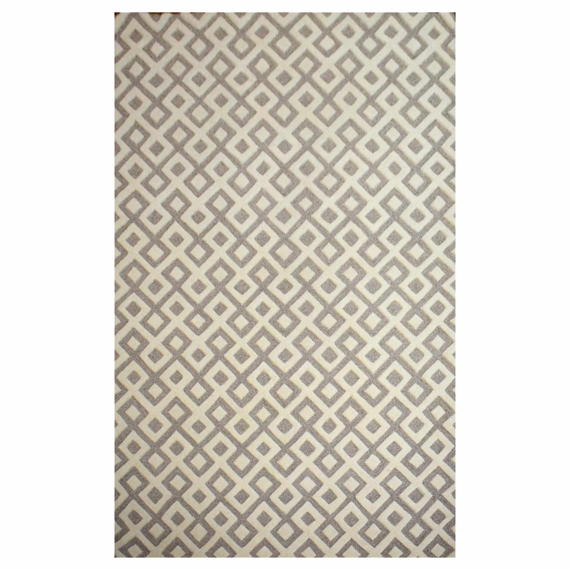Diamond Hand-Woven Moroccan Wool-Viscose Blend Rug FredCo