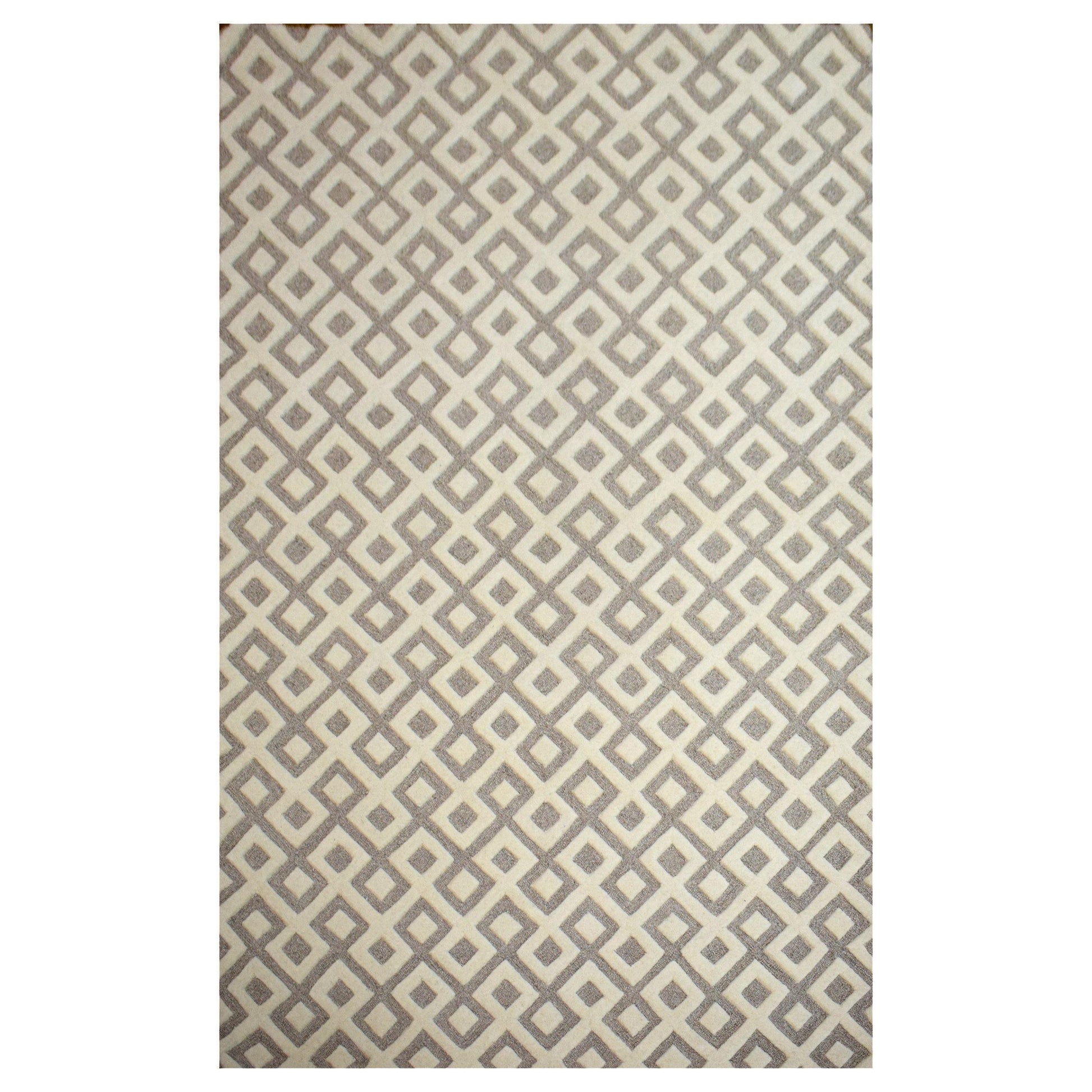 Diamond Hand-Woven Moroccan Wool-Viscose Blend Rug FredCo