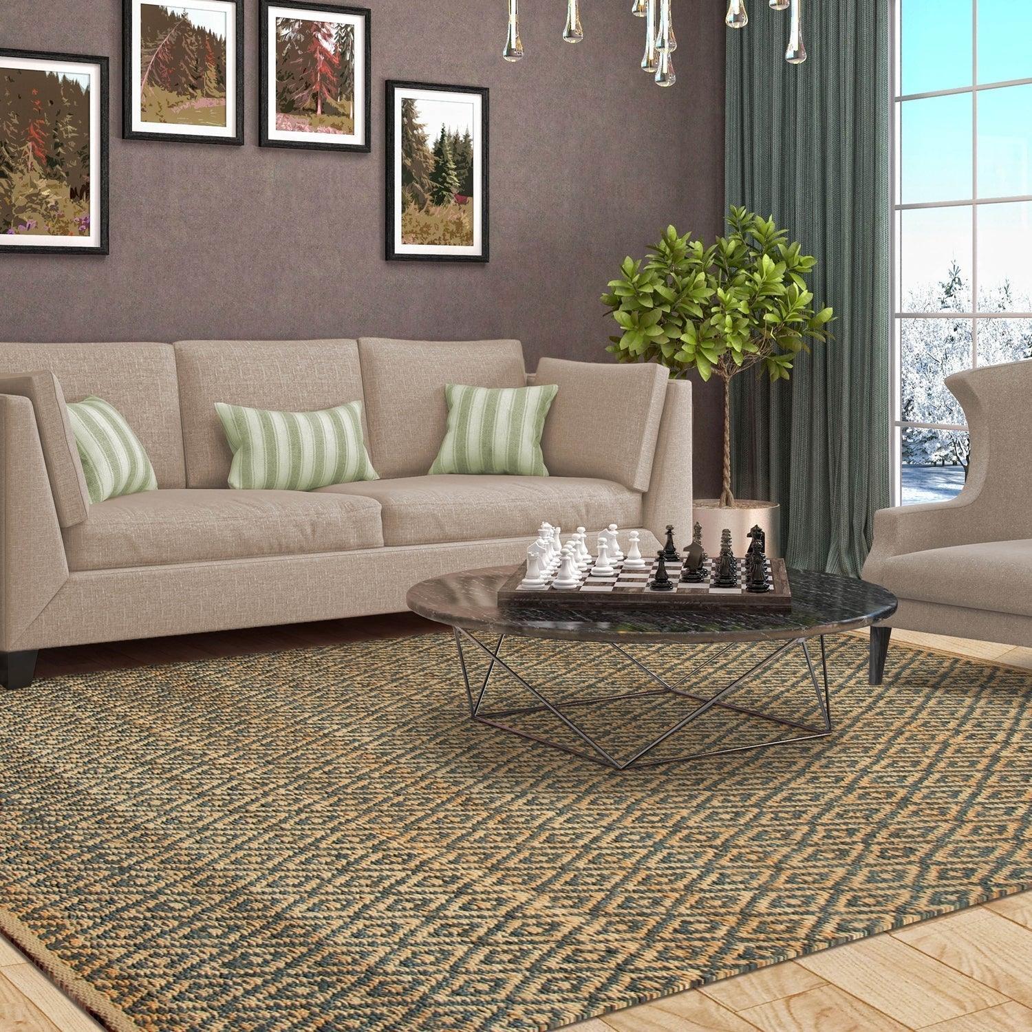 Diamond Jute Hand-Woven Reversible Contemporary Rug FredCo