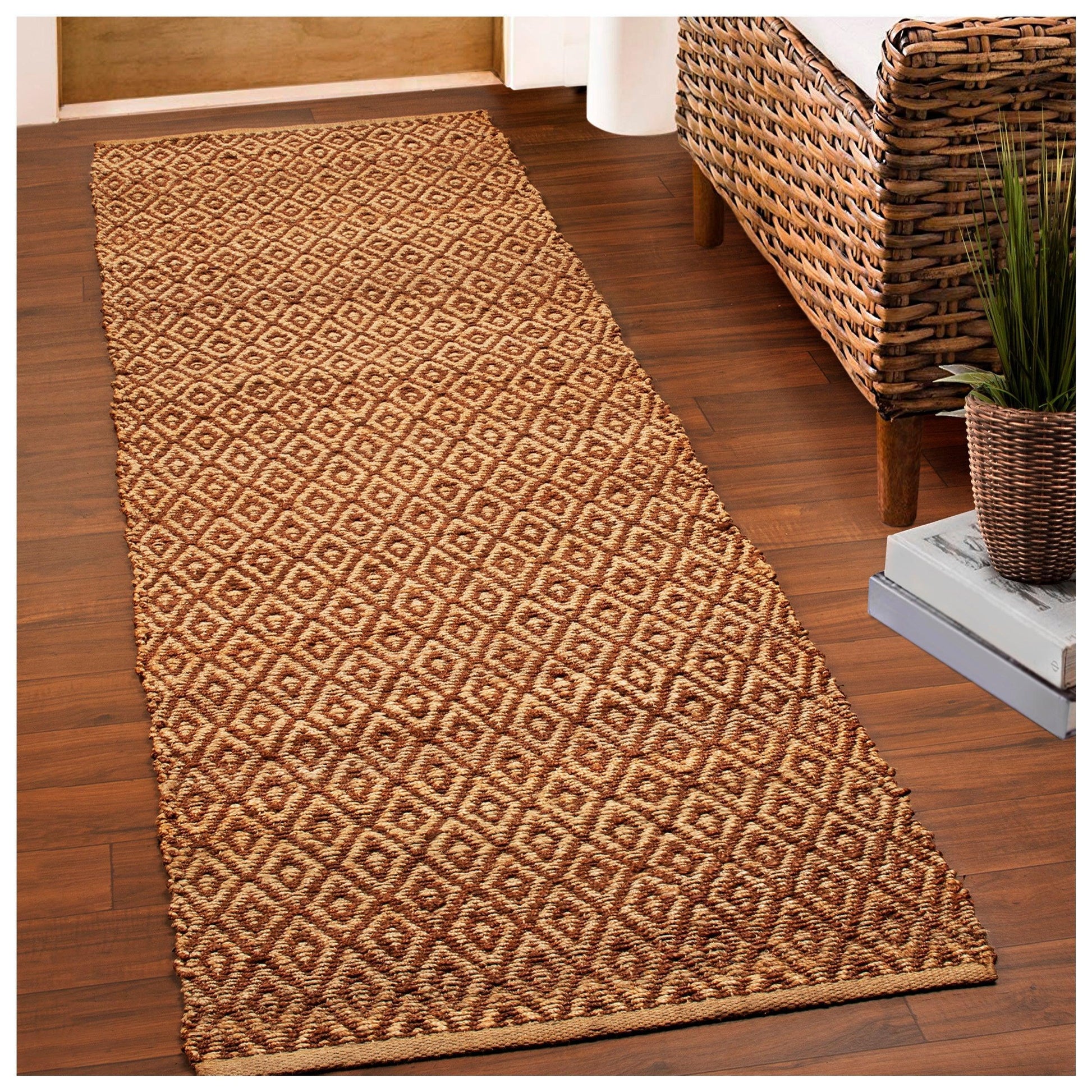 Diamond Jute Hand-Woven Reversible Contemporary Rug FredCo