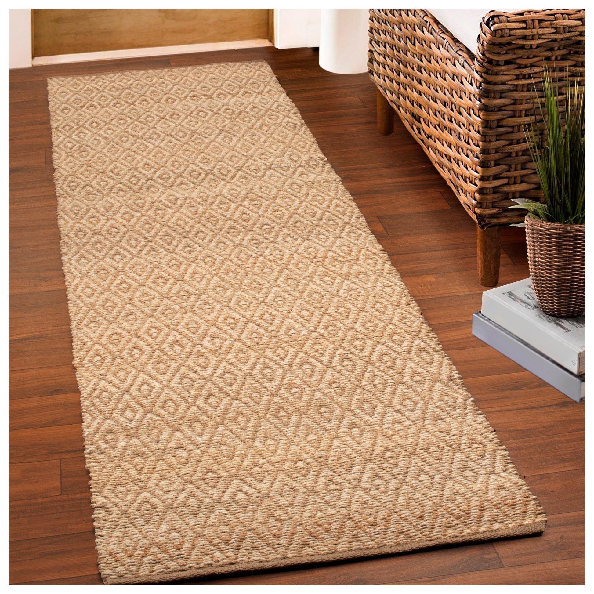 Diamond Jute Hand-Woven Reversible Contemporary Rug FredCo