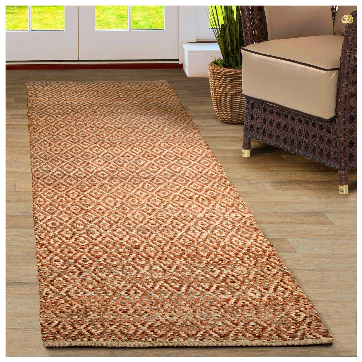 Diamond Jute Hand-Woven Reversible Contemporary Rug FredCo