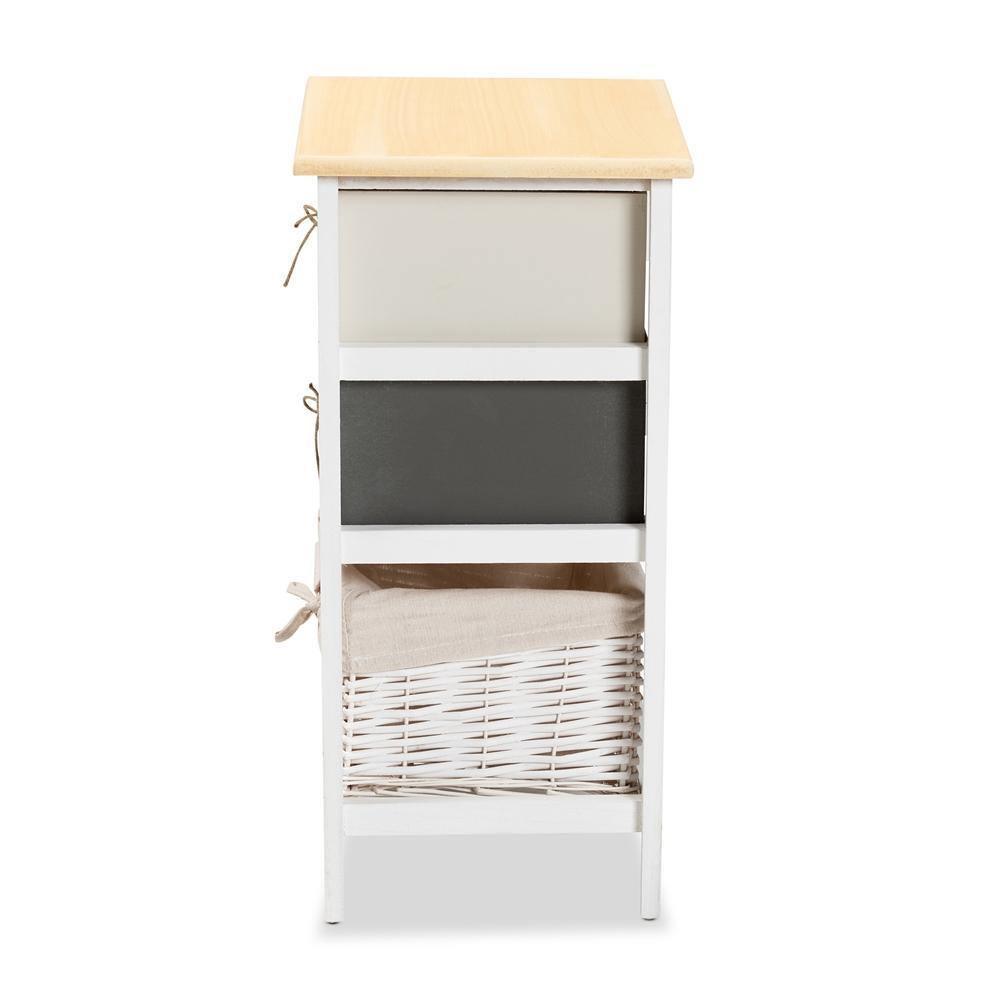 Diella Modern and Contemporary Multi-Colored Wood 2-Drawer Storage Unit with Basket FredCo