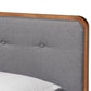 Dilara Mid-Century Modern Dark Grey Fabric Upholstered and Walnut Brown Finished Wood Twin Size Platform Bed FredCo