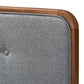Dilara Mid-Century Modern Dark Grey Fabric Upholstered Walnut Brown Finished Wood King Size Platform Bed FredCo