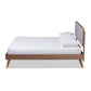 Dilara Mid-Century Modern Light Grey Fabric Upholstered Walnut Brown Finished Wood Queen Size Platform Bed FredCo
