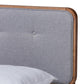 Dilara Mid-Century Modern Light Grey Fabric Upholstered Walnut Brown Finished Wood Queen Size Platform Bed FredCo