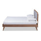 Dilara Mid-Century Modern Light Grey Fabric Upholstered Walnut Brown Finished Wood Queen Size Platform Bed FredCo