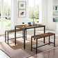 Dining Table with 2 Benches Rustic Brown FredCo
