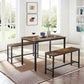 Dining Table with 2 Benches Rustic Brown FredCo