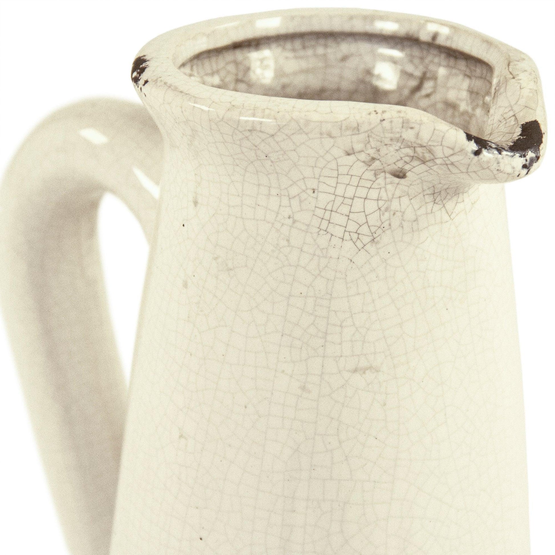 Distressed Crackle White Pitcher (015658 A369) FredCo