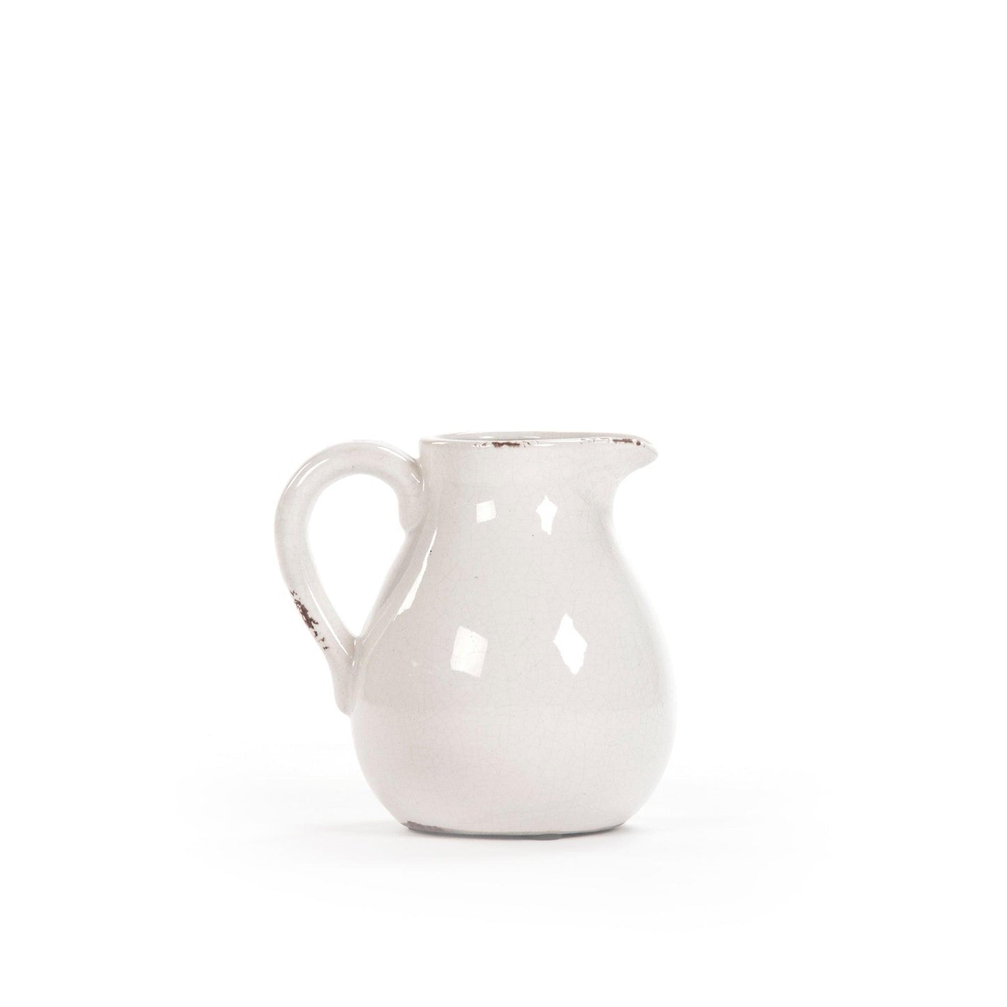 Distressed Crackle White Pitcher (6728S A369) FredCo