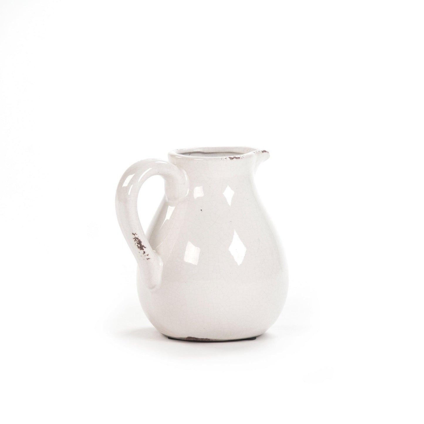 Distressed Crackle White Pitcher (6728S A369) FredCo