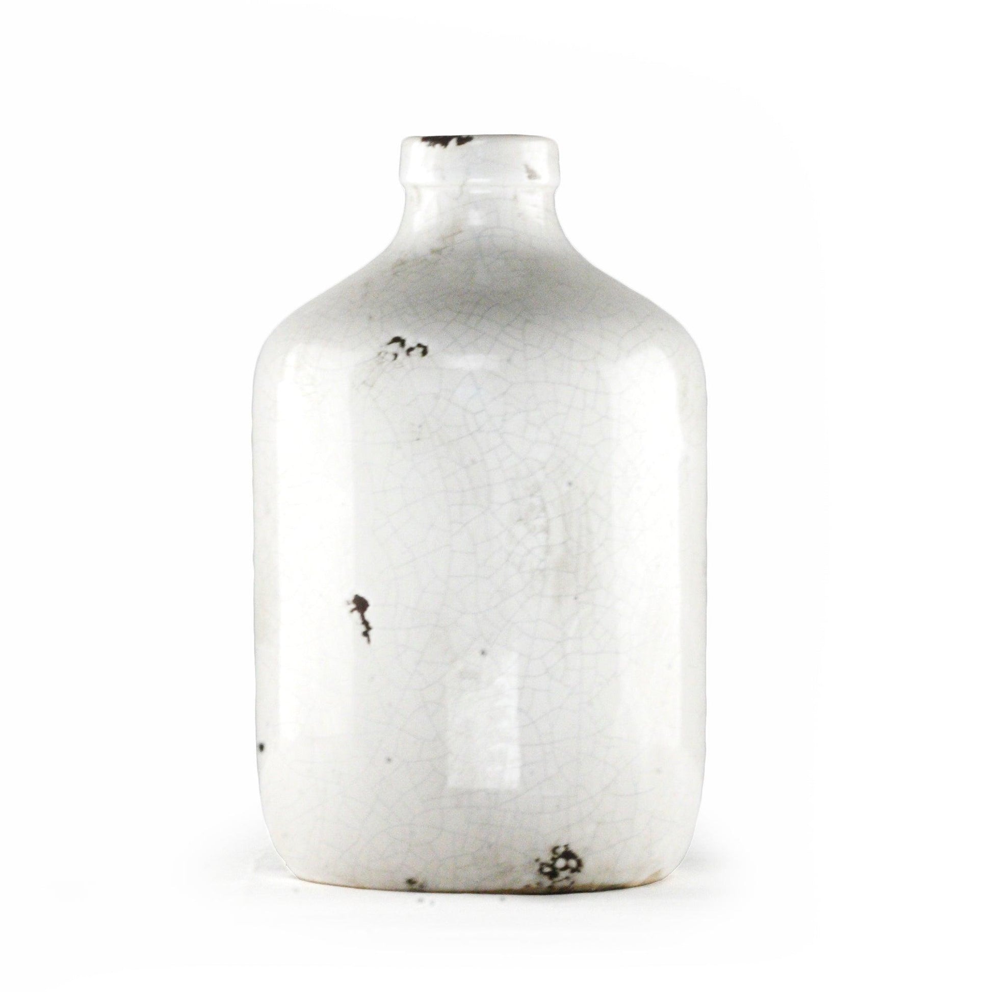 Distressed Crackle White Vase (5913S) FredCo