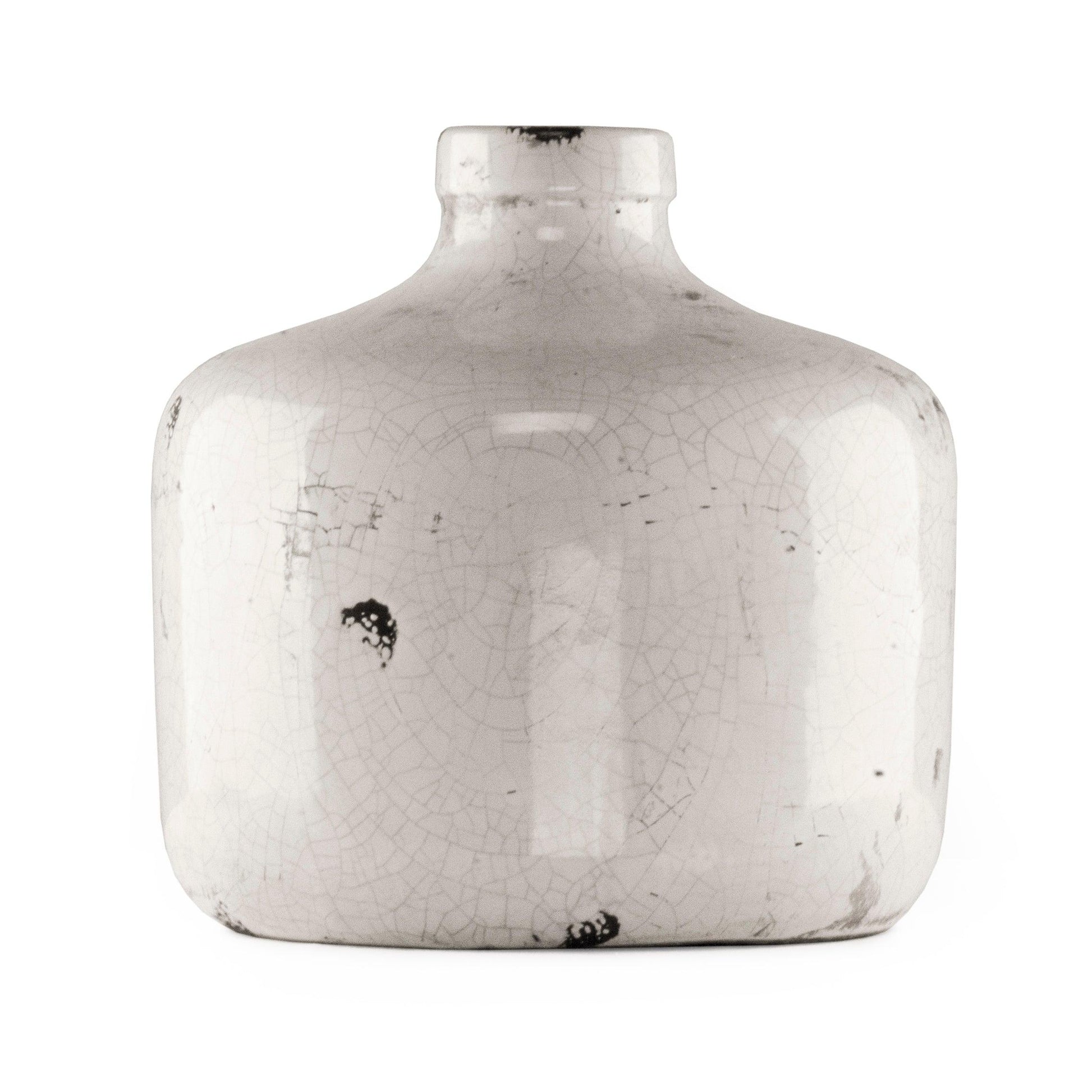 Distressed Crackle White Vase (5914L) FredCo