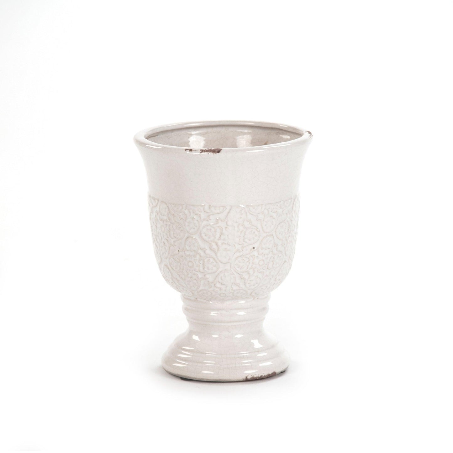 Distressed Crackle White Vase (6769S A369) FredCo