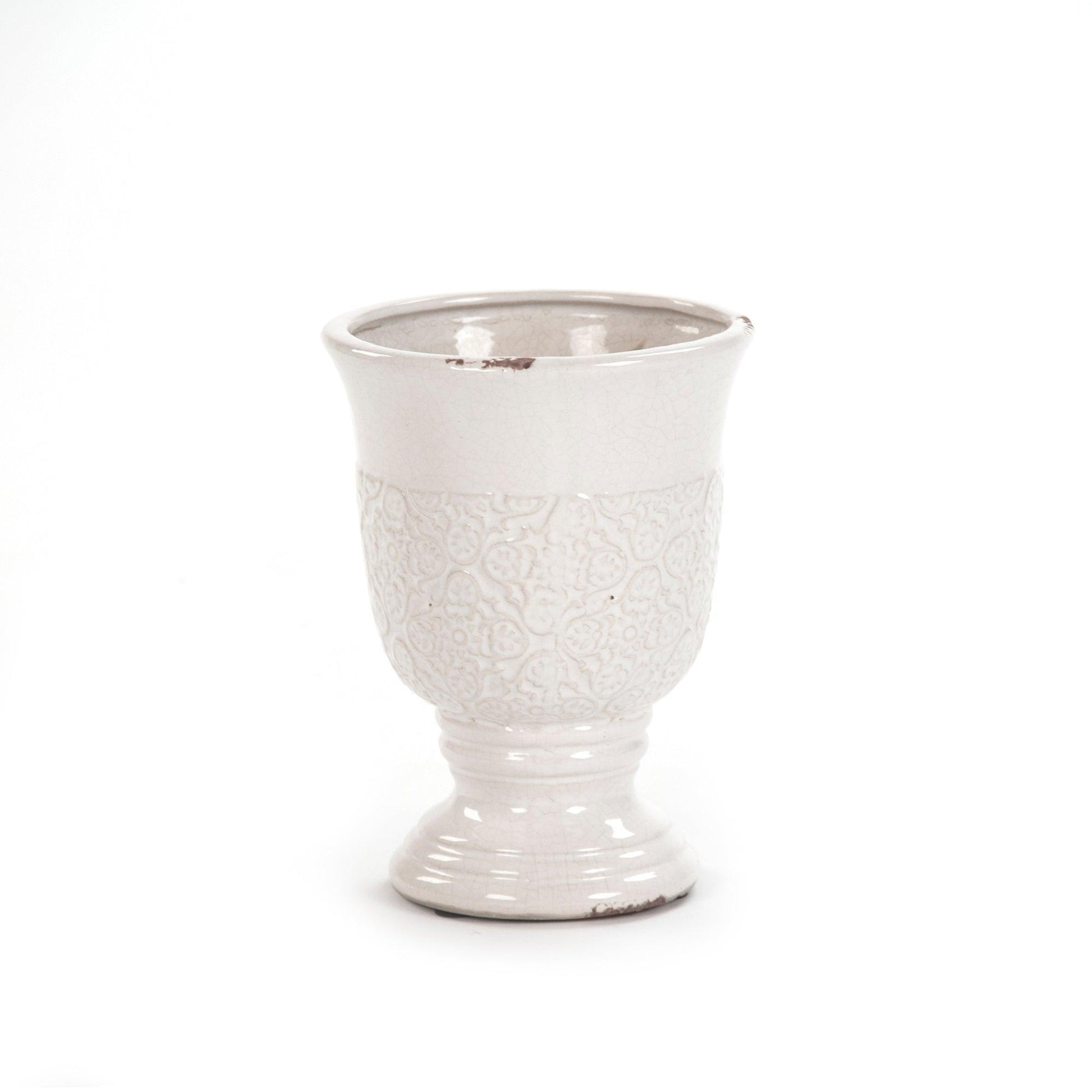 Distressed Crackle White Vase (6769S A369) FredCo