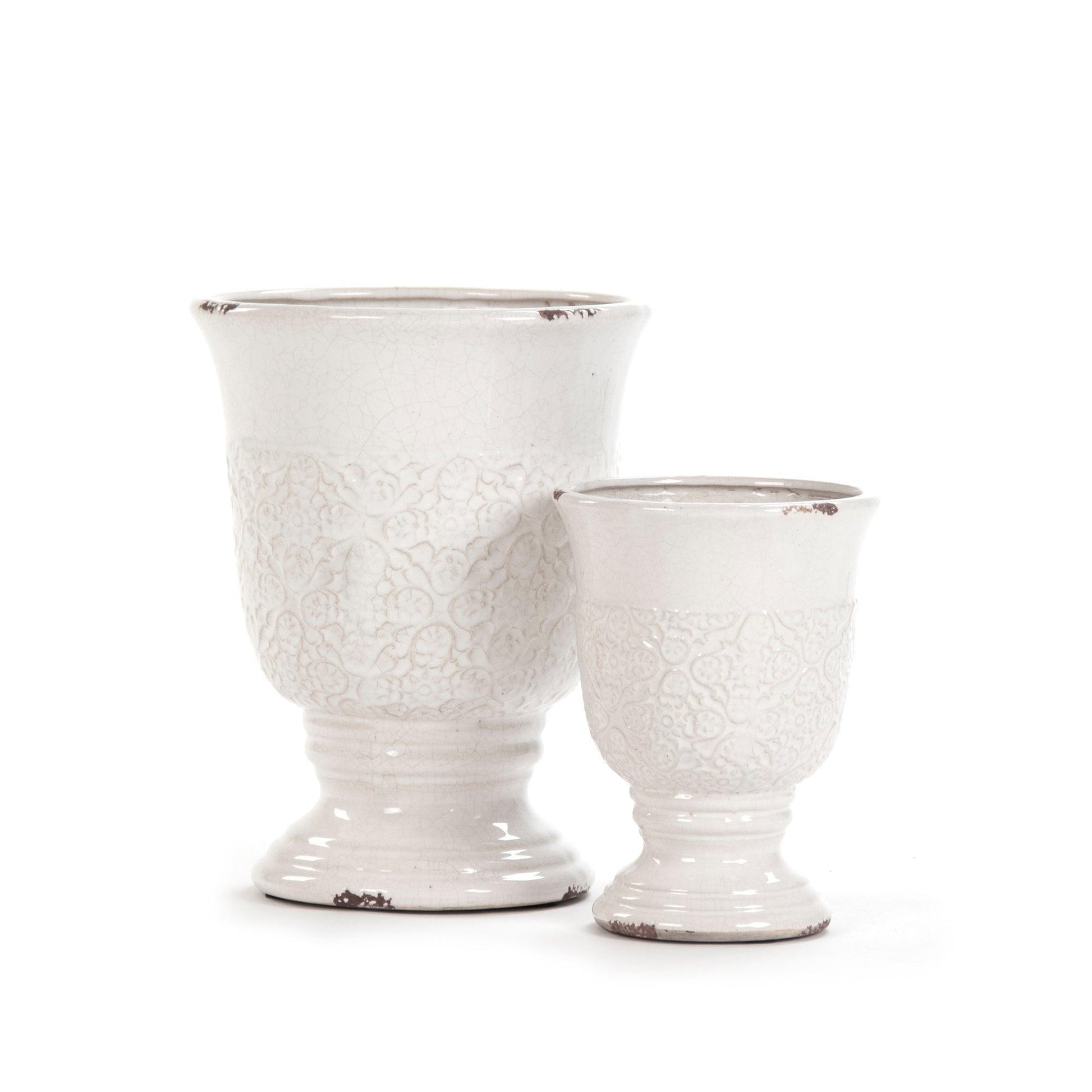 Distressed Crackle White Vase (6769S A369) FredCo
