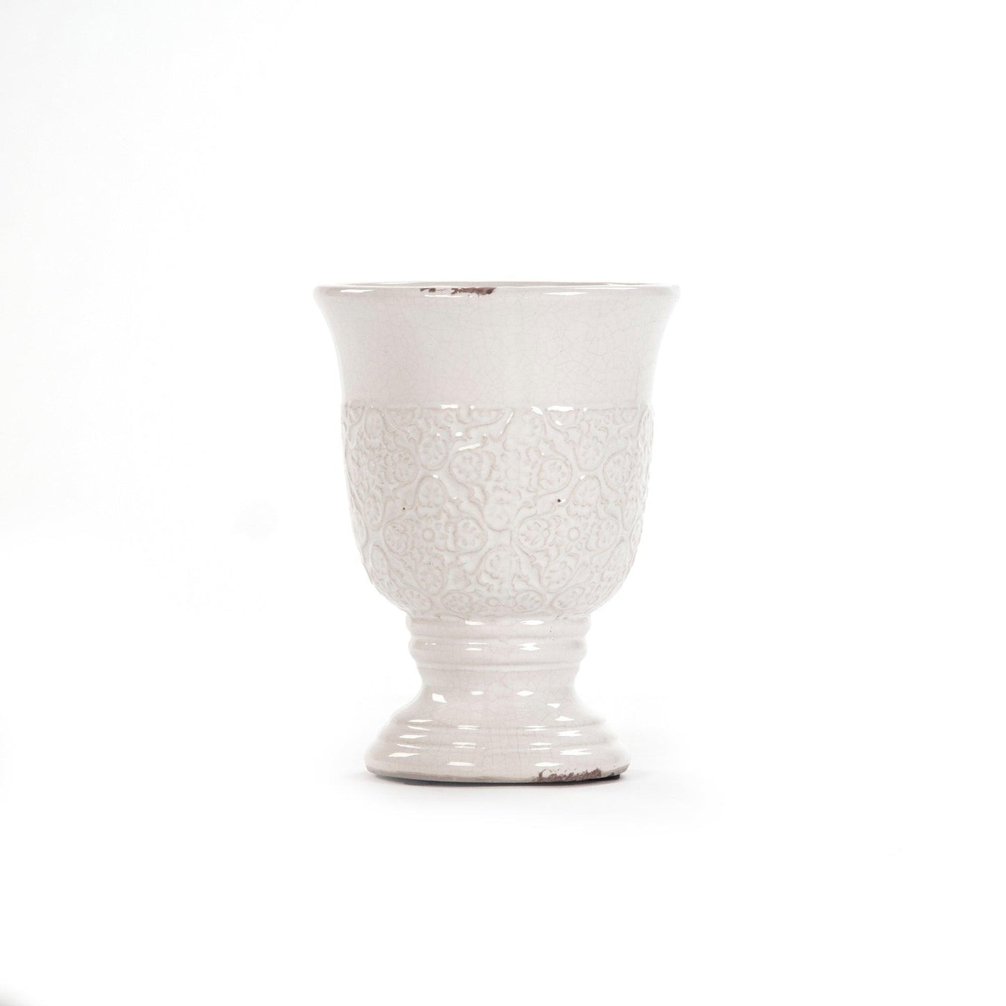 Distressed Crackle White Vase (6769S A369) FredCo