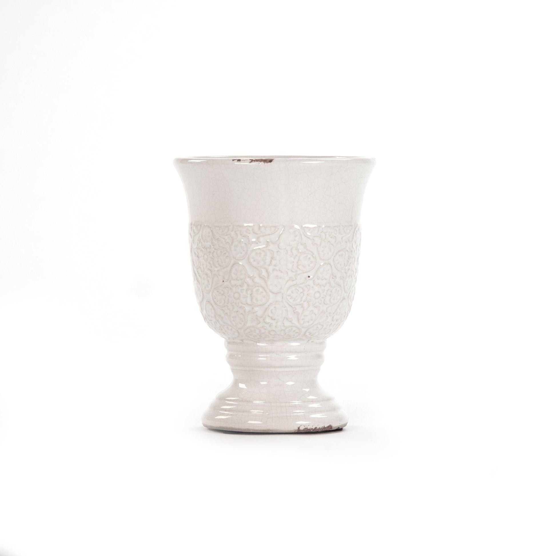 Distressed Crackle White Vase (6769S A369) FredCo