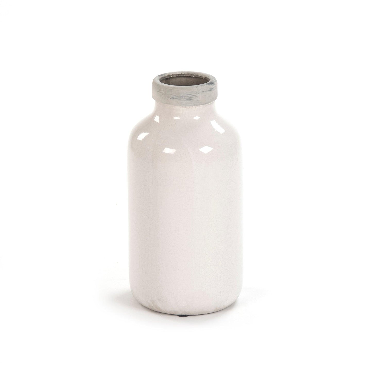 Distressed Crackle White Vase (6791M A369A) FredCo