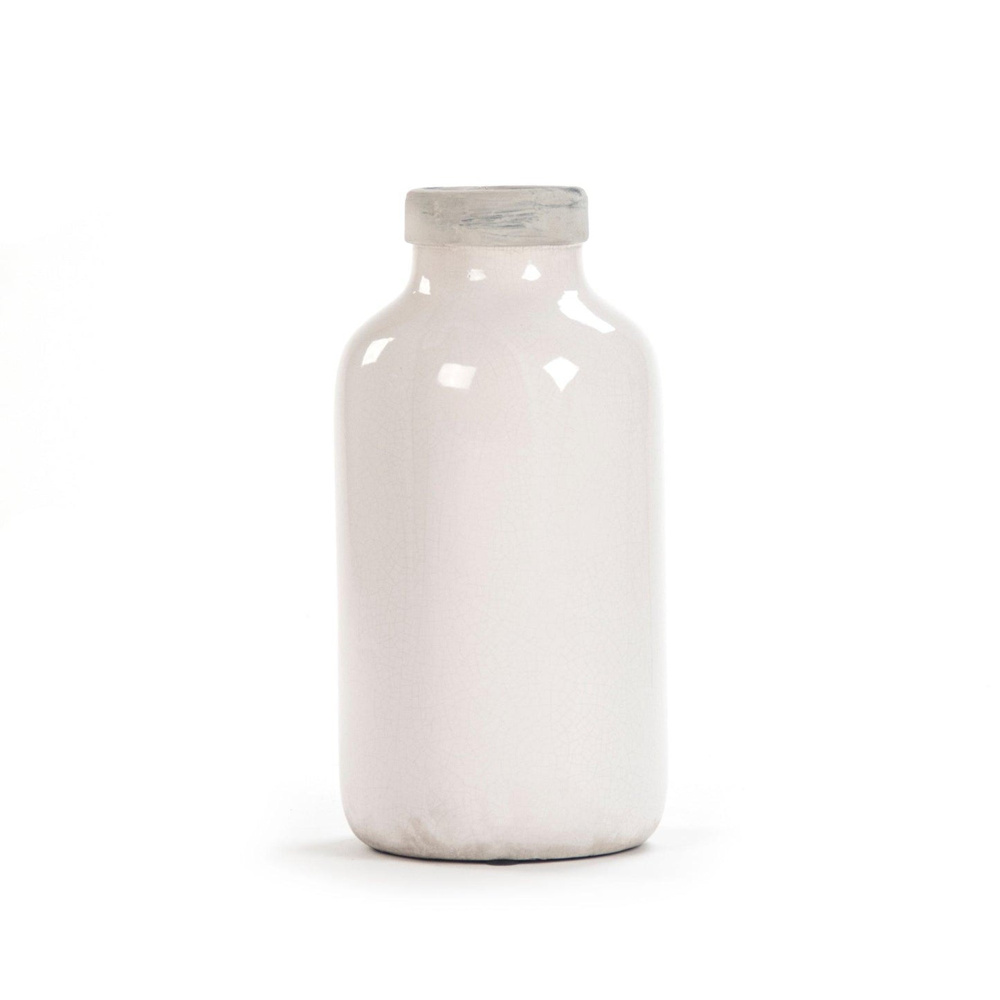 Distressed Crackle White Vase (6791M A369A) FredCo