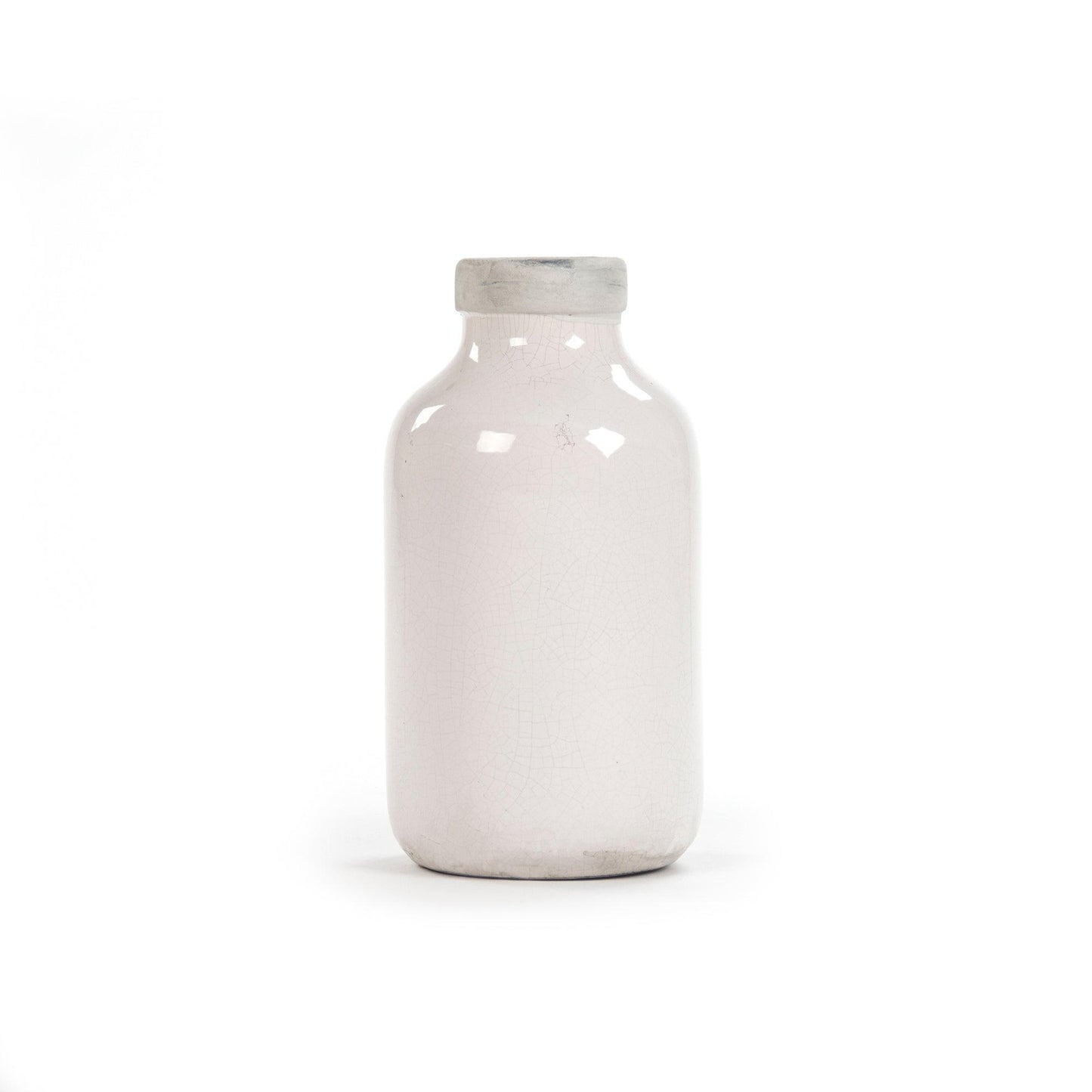 Distressed Crackle White Vase (6791S A369A) FredCo