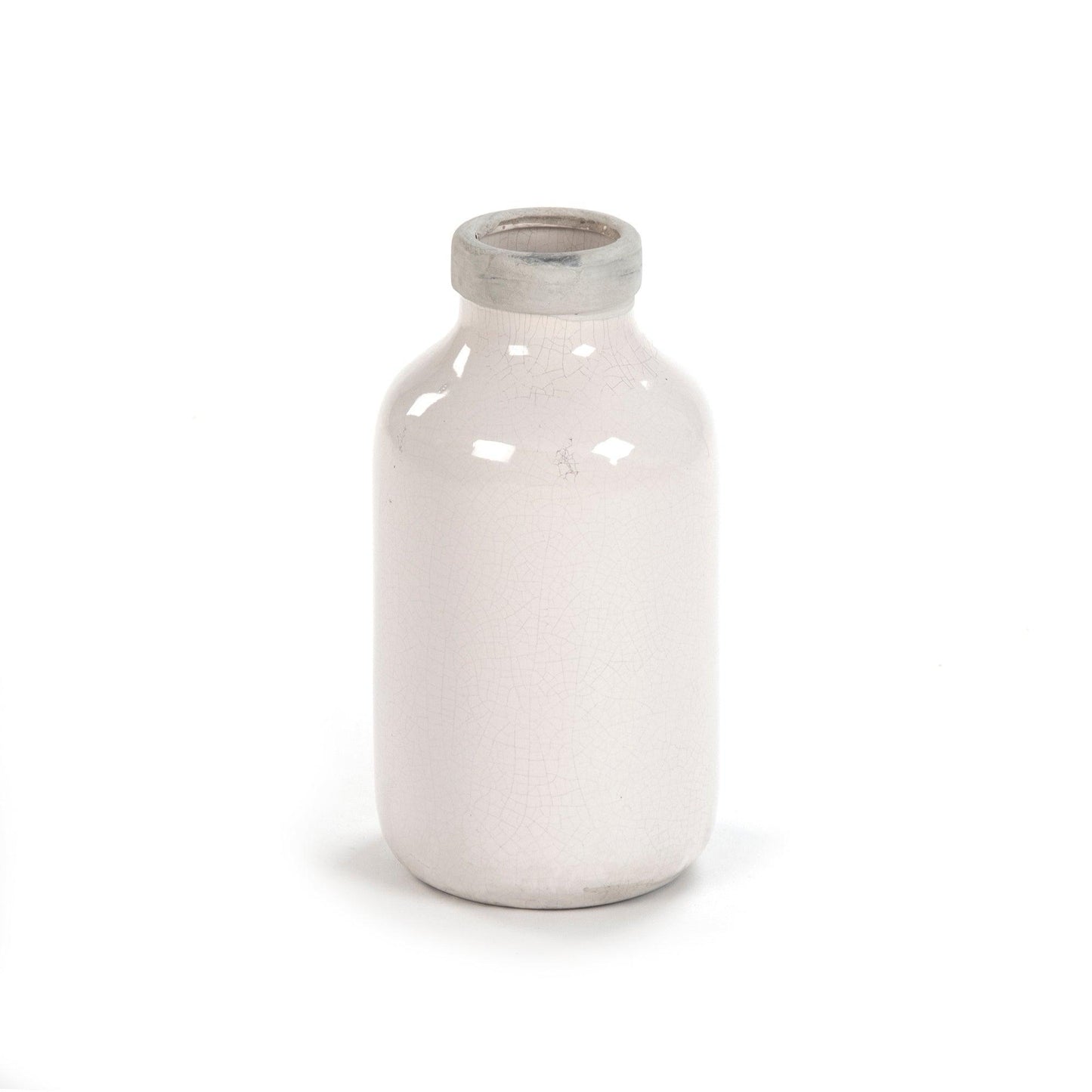Distressed Crackle White Vase (6791S A369A) FredCo