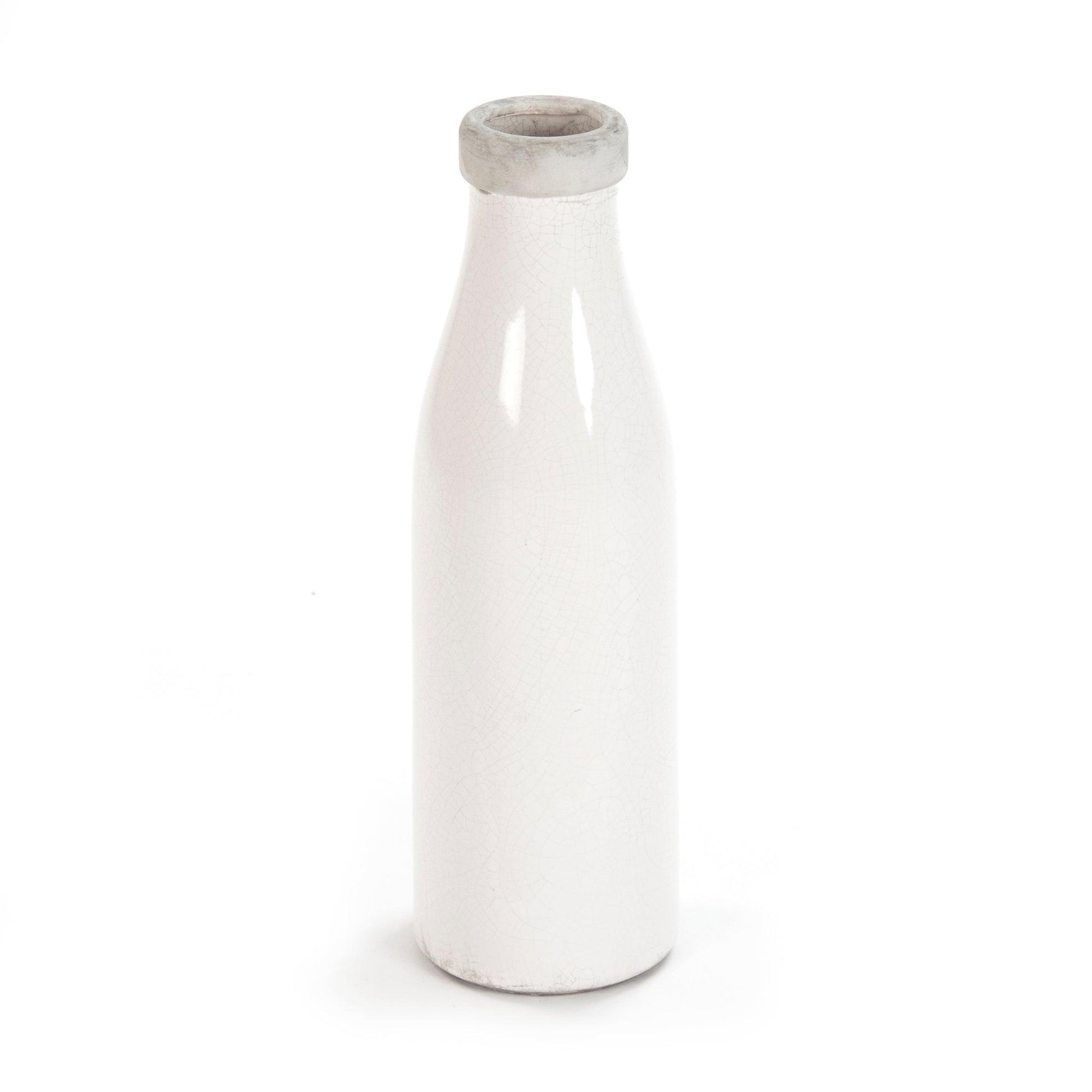 Distressed Crackle White Vase (6792L A369A) FredCo