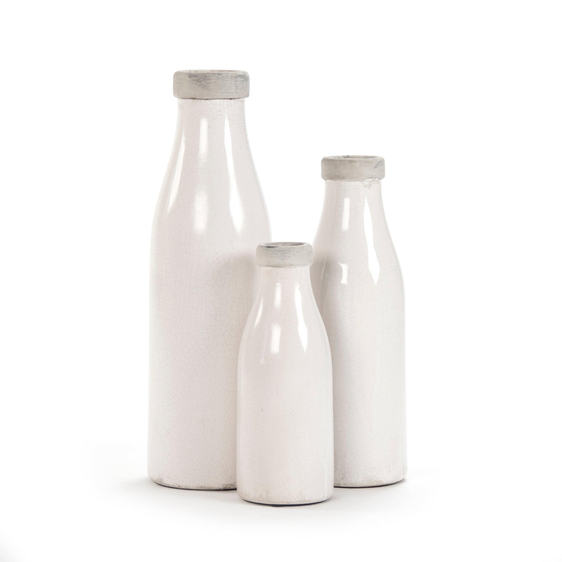 Distressed Crackle White Vase (6792L A369A) FredCo