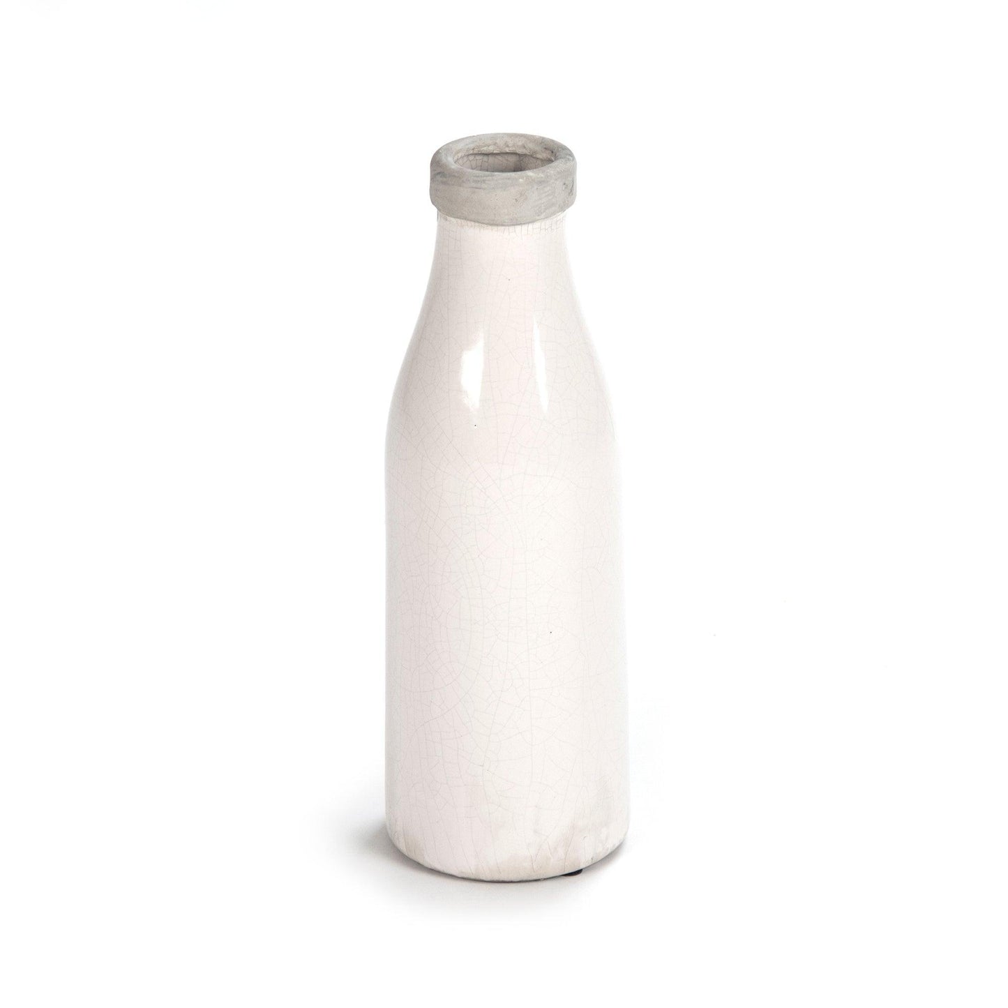Distressed Crackle White Vase (6792M A369A) FredCo