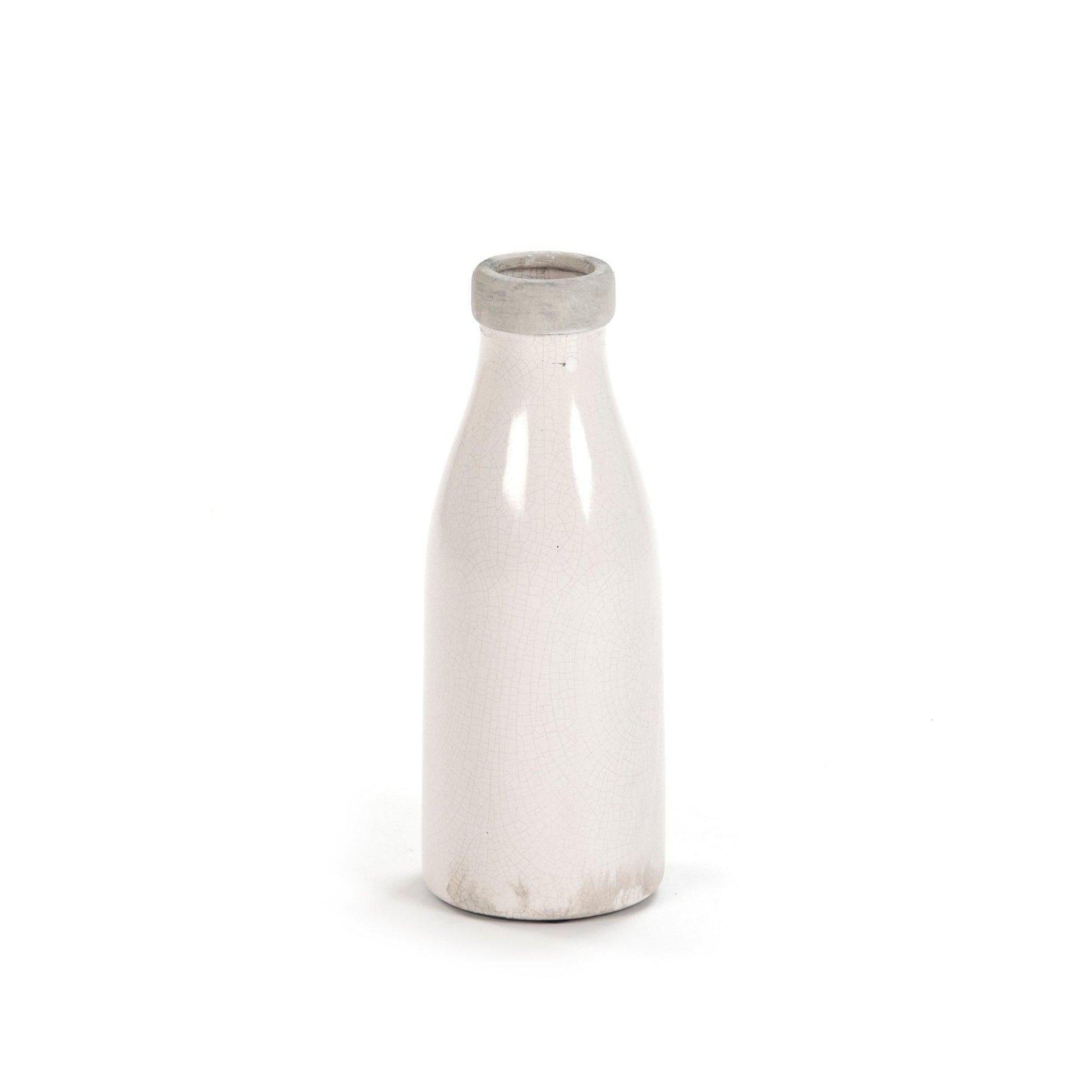 Distressed Crackle White Vase (6792S A369A) FredCo