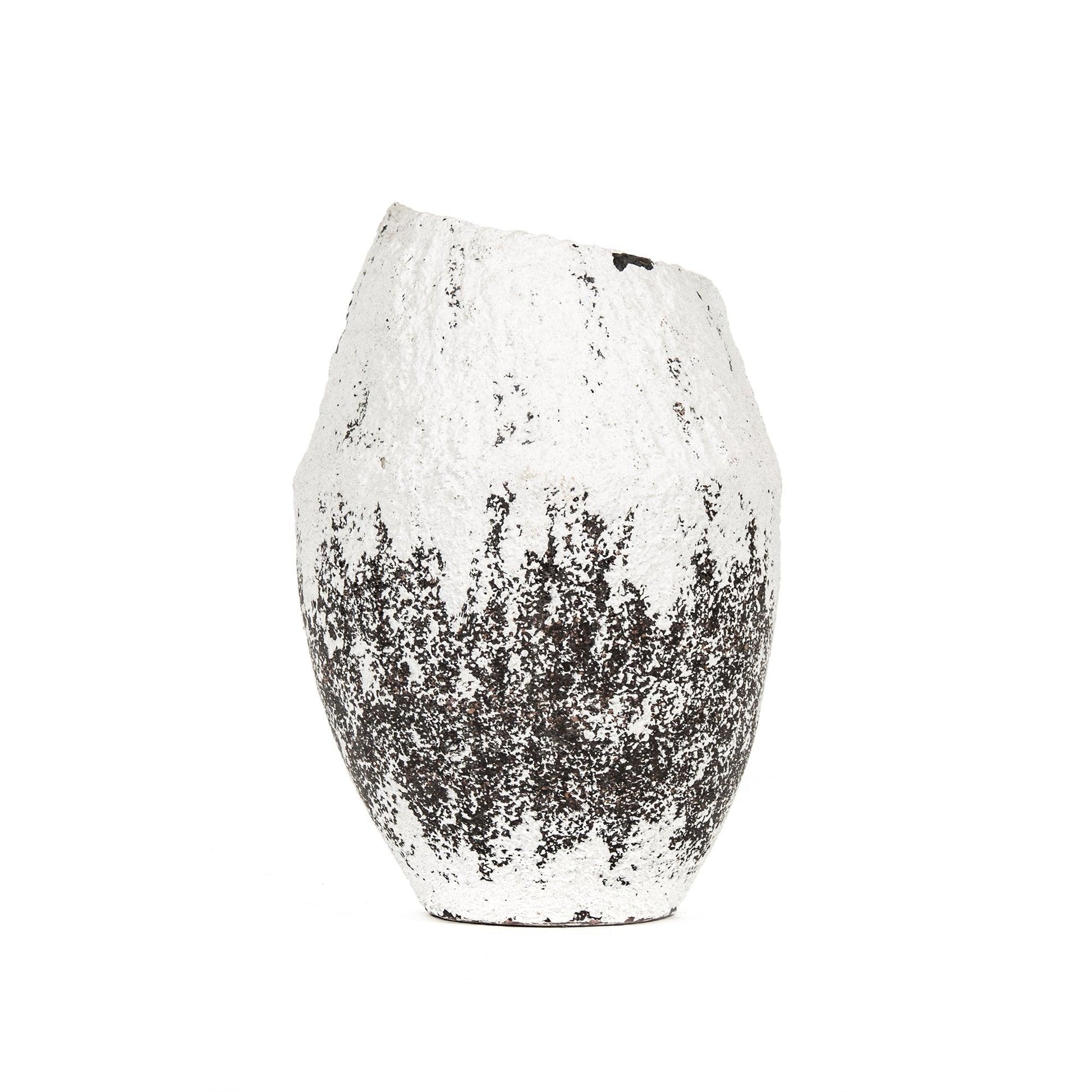Distressed Grey and White Large Vase (14A105) FredCo