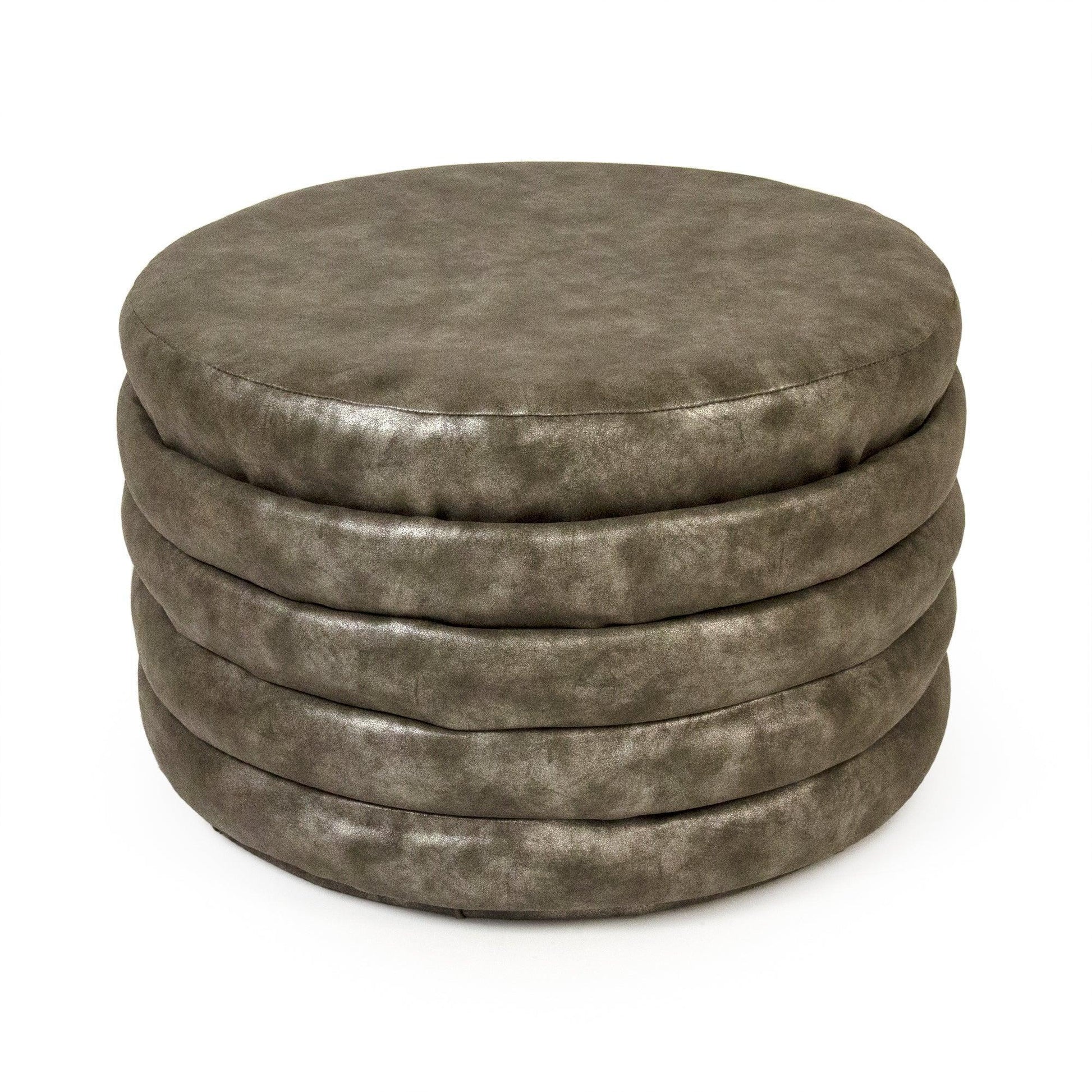 Distressed Grey PU Ottoman GH005-PU FredCo
