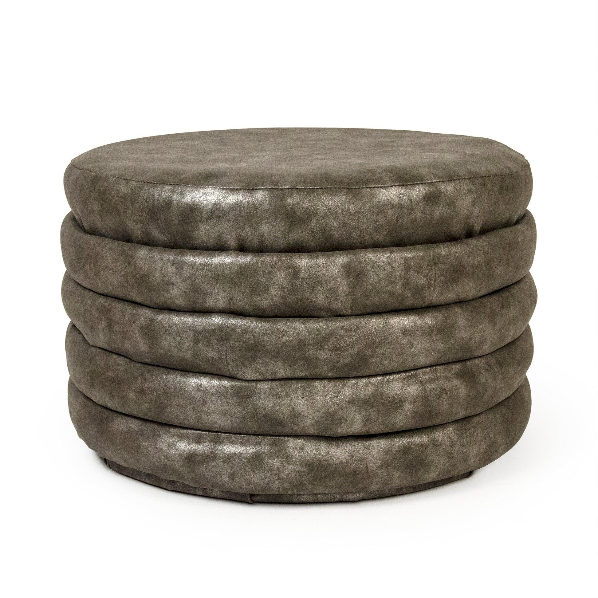 Distressed Grey PU Ottoman GH005-PU FredCo