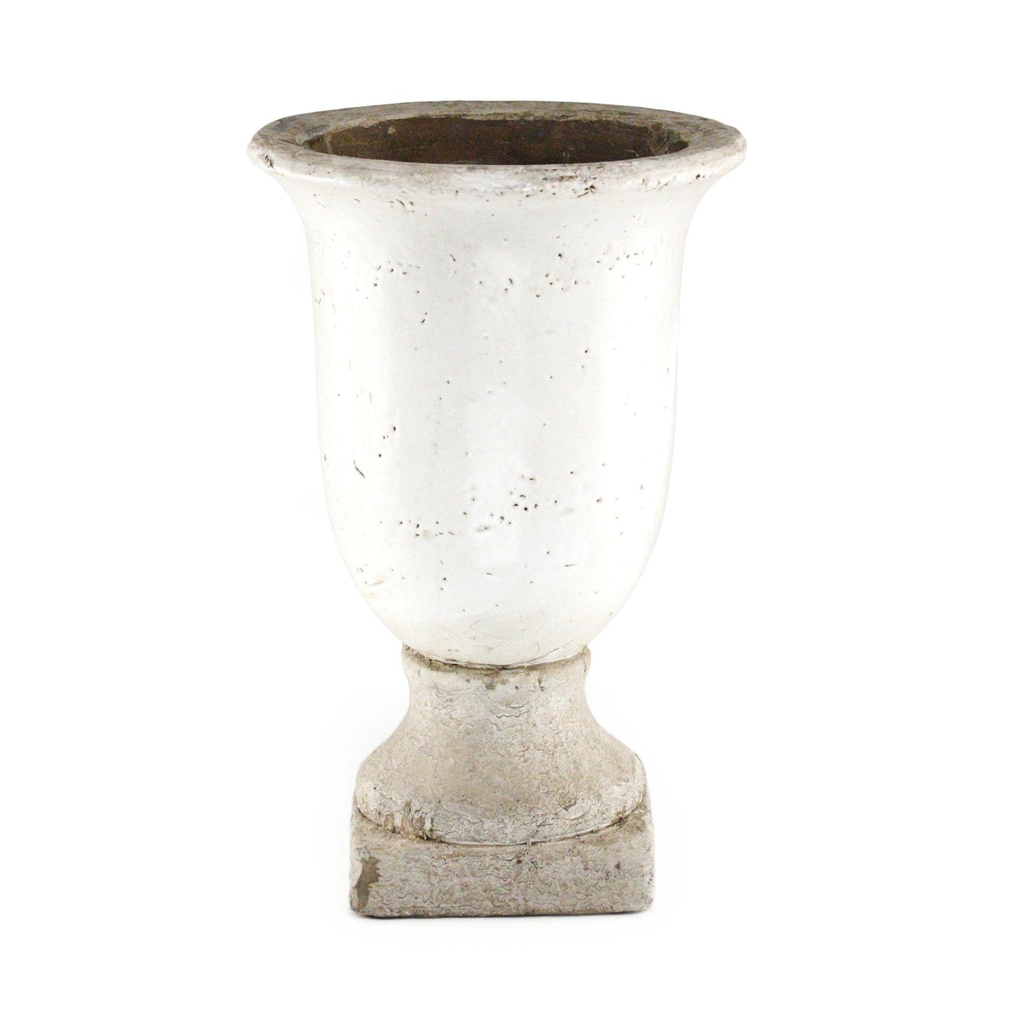 Distressed Grey Wash Hurricane Pottery (5624M) FredCo
