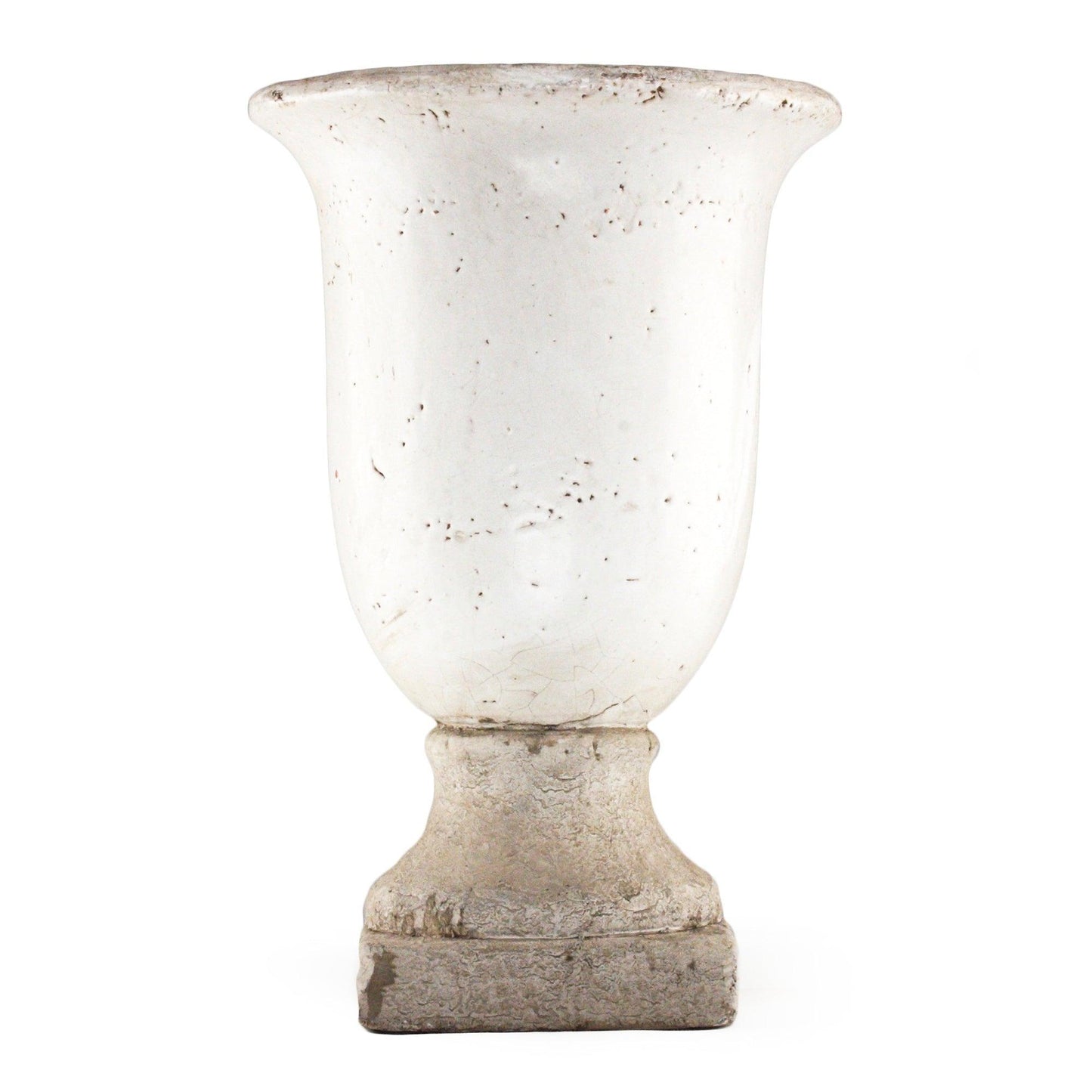 Distressed Grey Wash Hurricane Pottery (5624M) FredCo