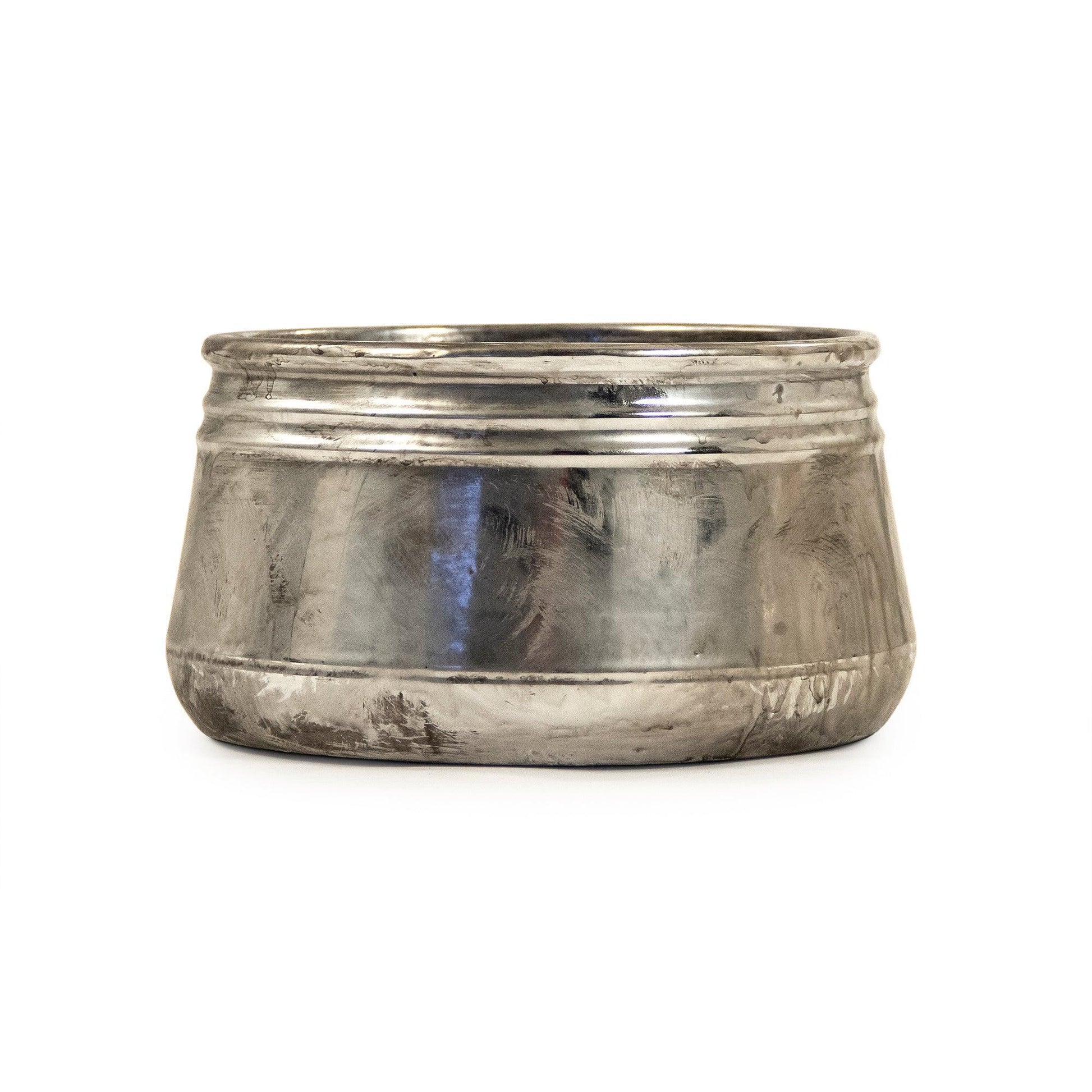 Distressed Metallic Silver Bowl (10041S A840) FredCo