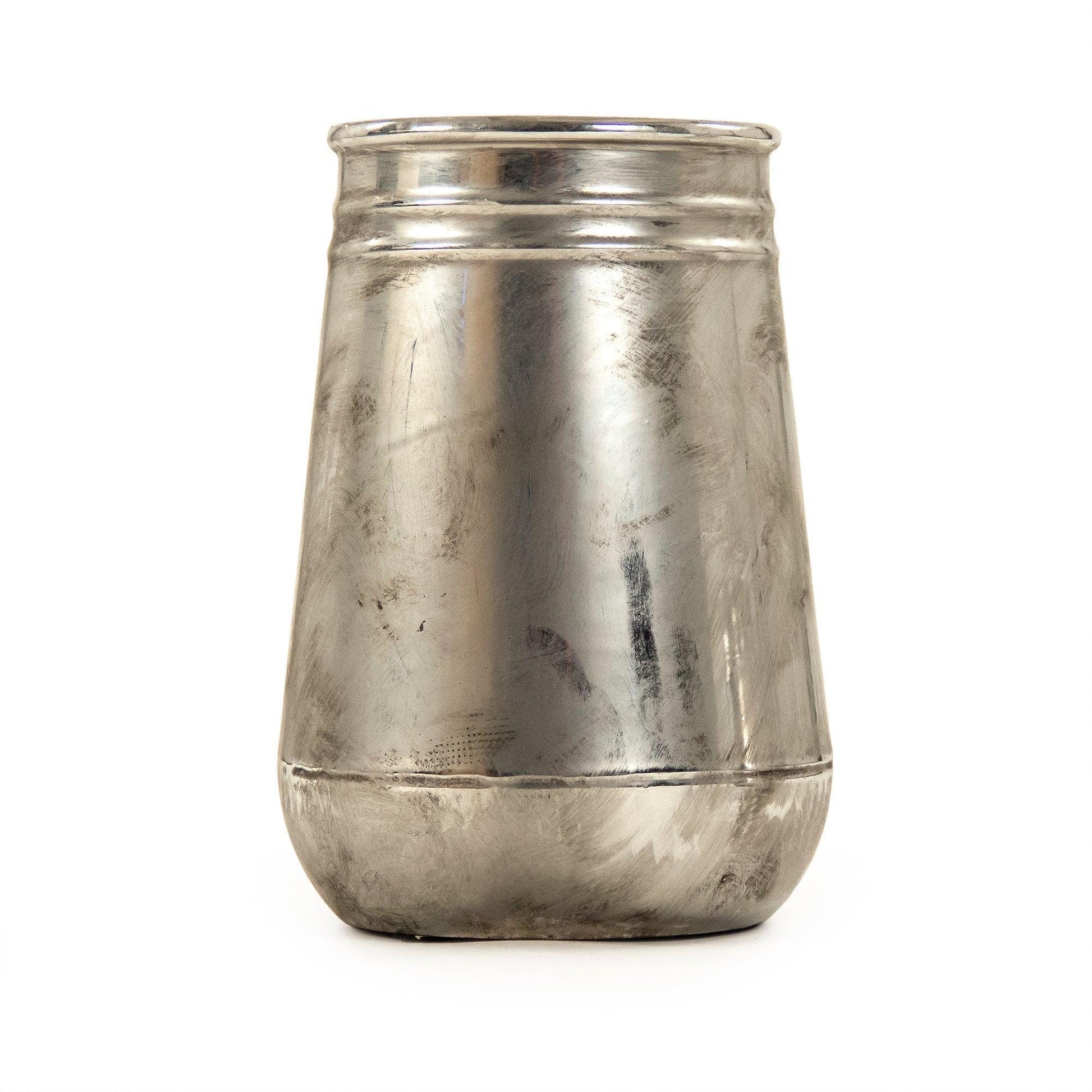 Distressed Metallic Silver Vase (10039S A840) FredCo