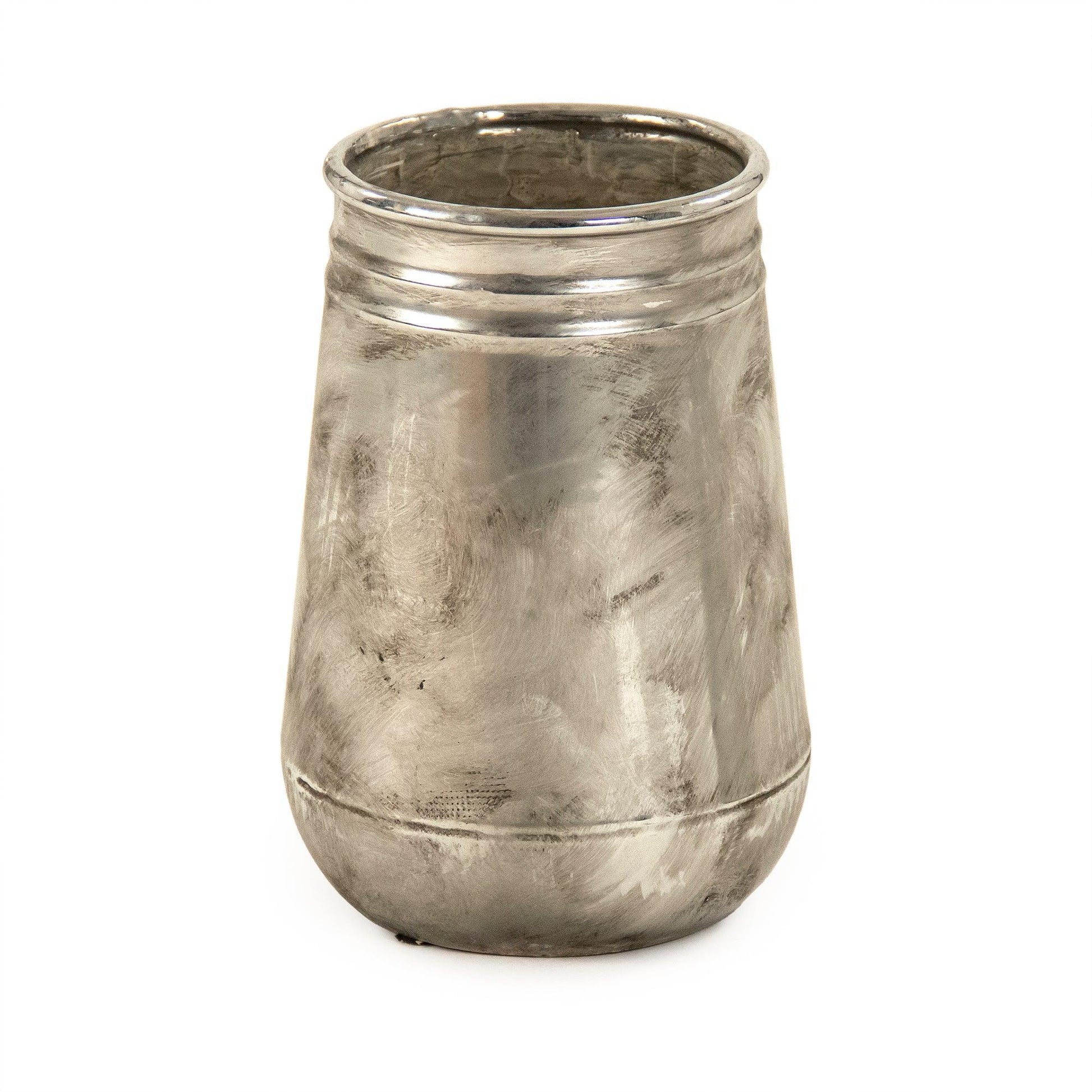 Distressed Metallic Silver Vase (10039S A840) FredCo