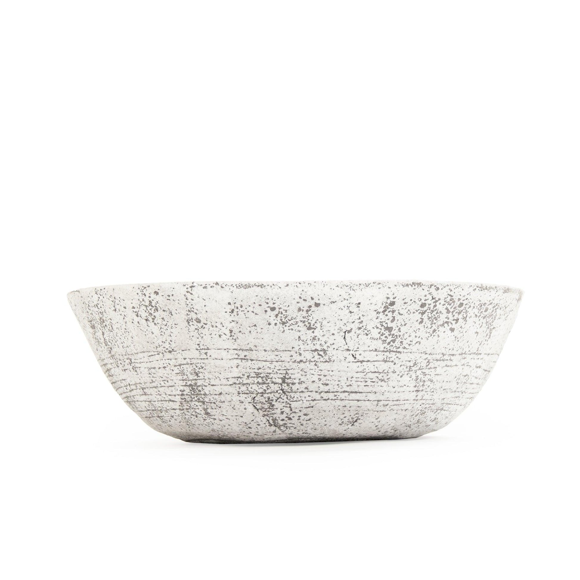 Distressed Off-White / Brown Bowl (8537L A722) FredCo