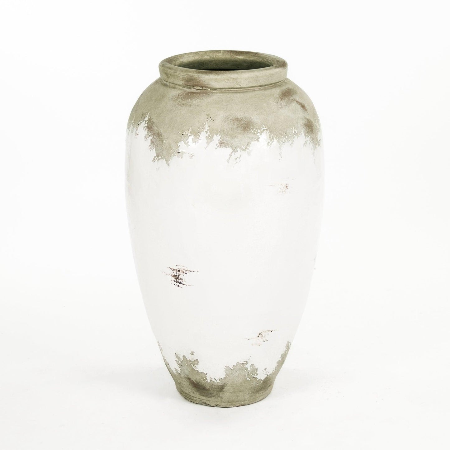 Distressed Off-White Large Vase (14A112) FredCo