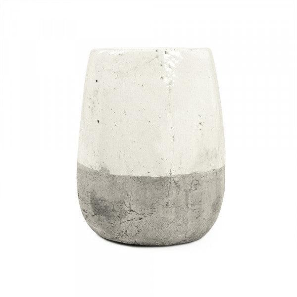 Distressed White and Gray Vase (9344S A25A) 7.5" FredCo