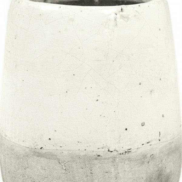 Distressed White and Grey Vase (9344M A25A) 7.25 Inch FredCo